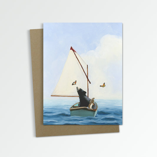 Bear and Rabbit Sailing Notecard (Blank Inside)