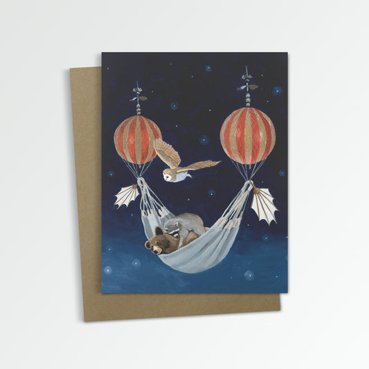 Flying Machine w/ Hammock Notecard (Blank Inside)