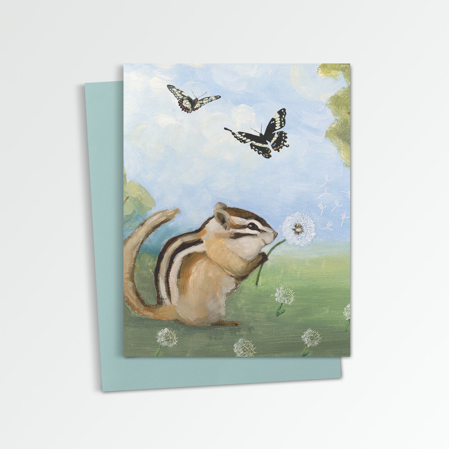 Chipmunk w/ Dandelion Notecard (Blank Inside)