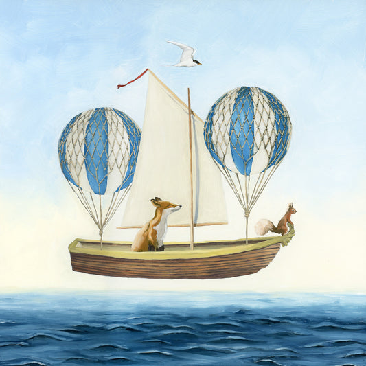 Fox and Squirrel w/ Balloon Boat (12x12)