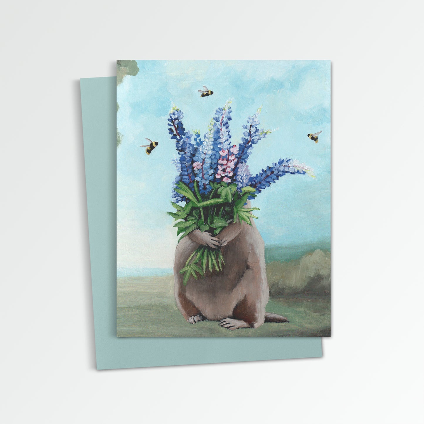 Groundhog w/ Lupine Notecard (Blank Inside)