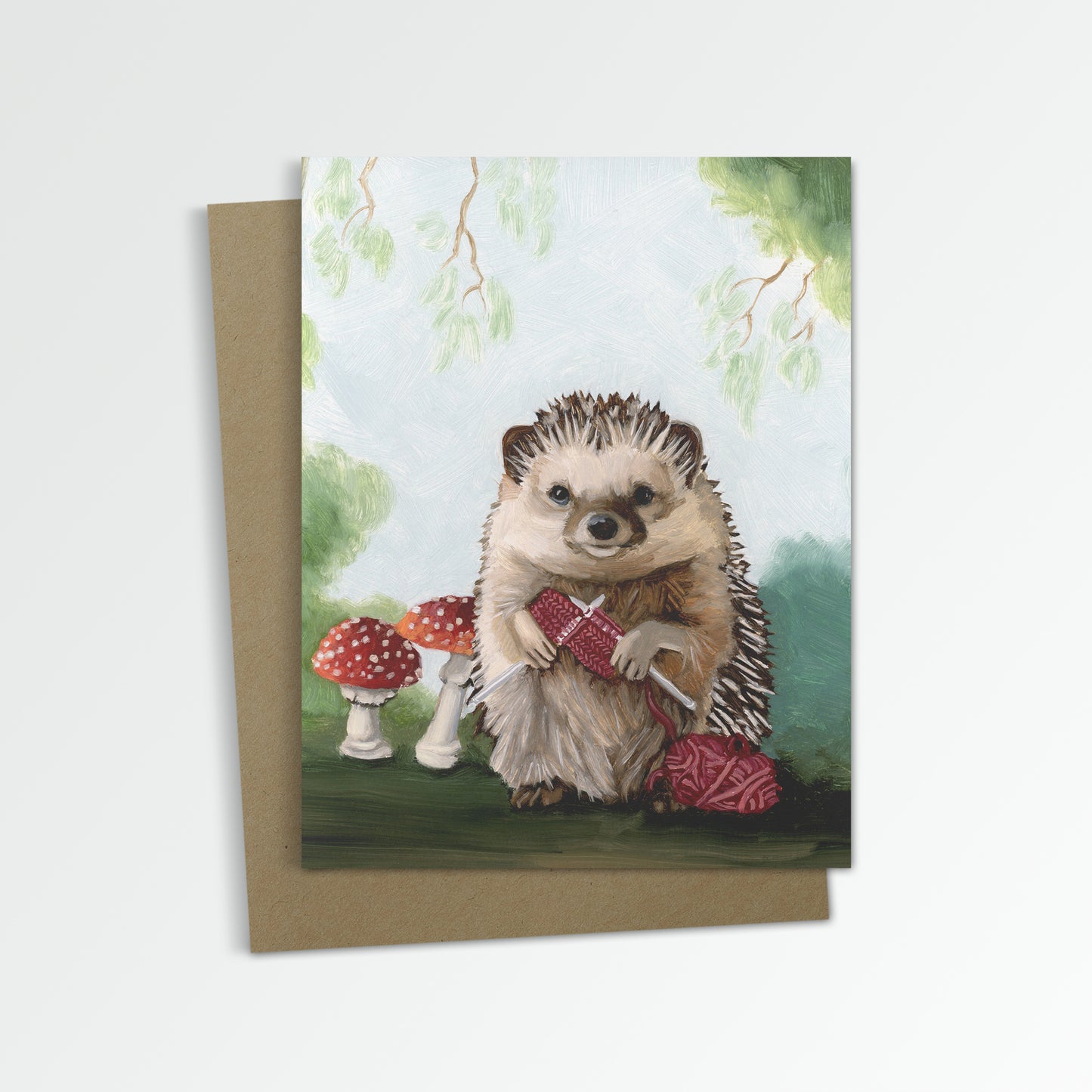 Hedgehog Knitting Notecard (Blank Inside)