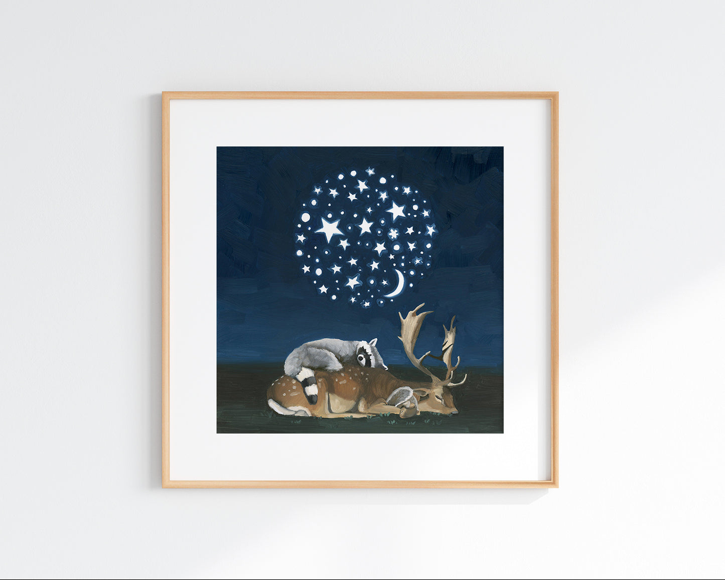 Deer, Raccoon, Squirrel Night Light Art Print (8x8)
