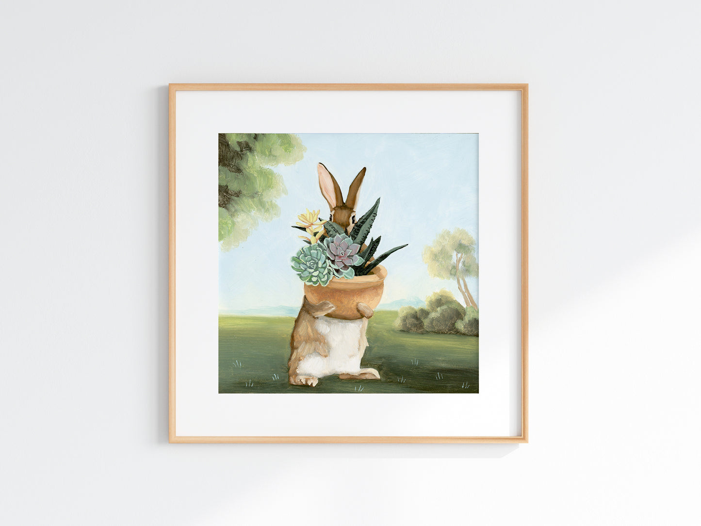 Rabbit w/ Succulents (8x8)