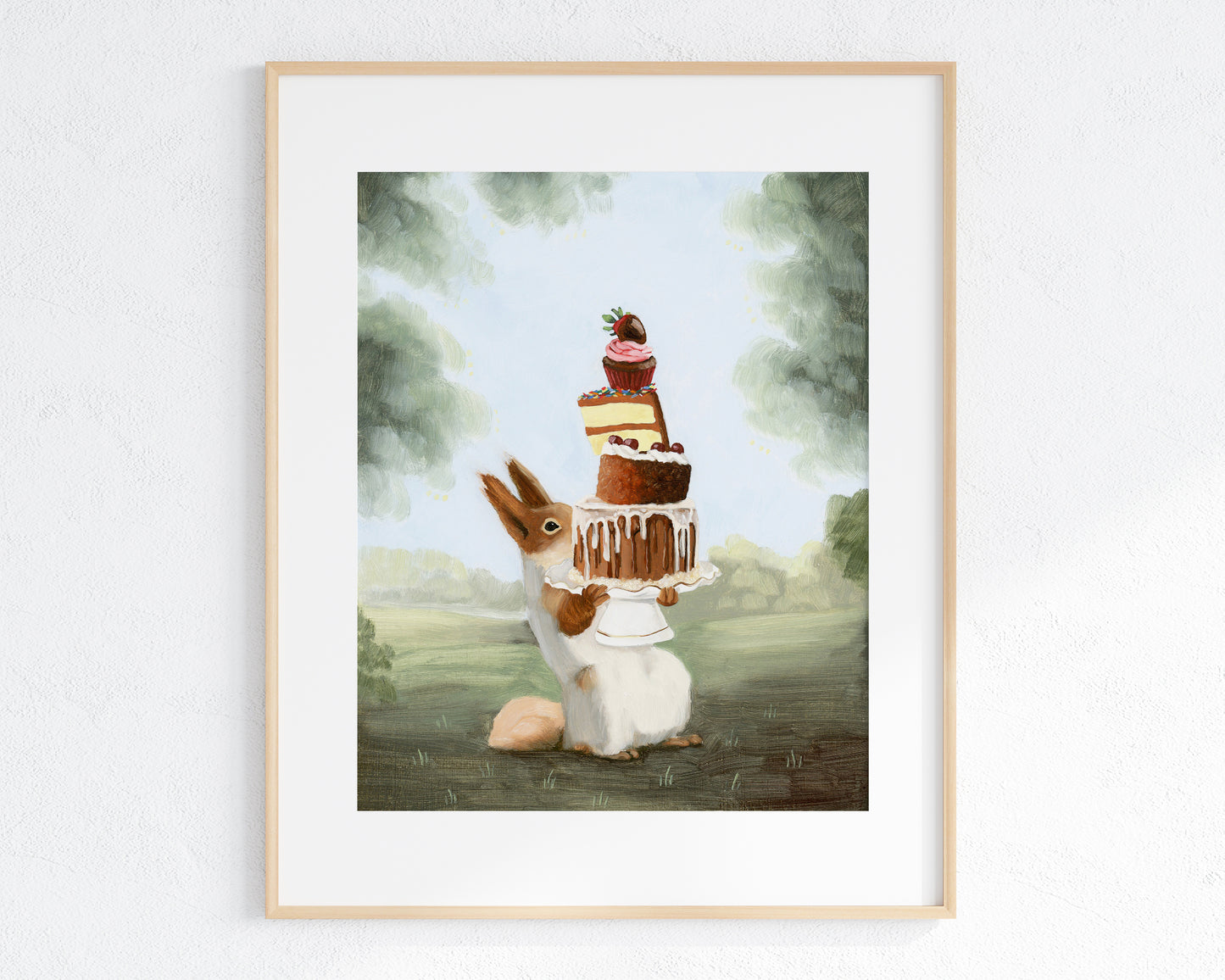 Squirrel w/ Dessert Stack Art Print (8x10)