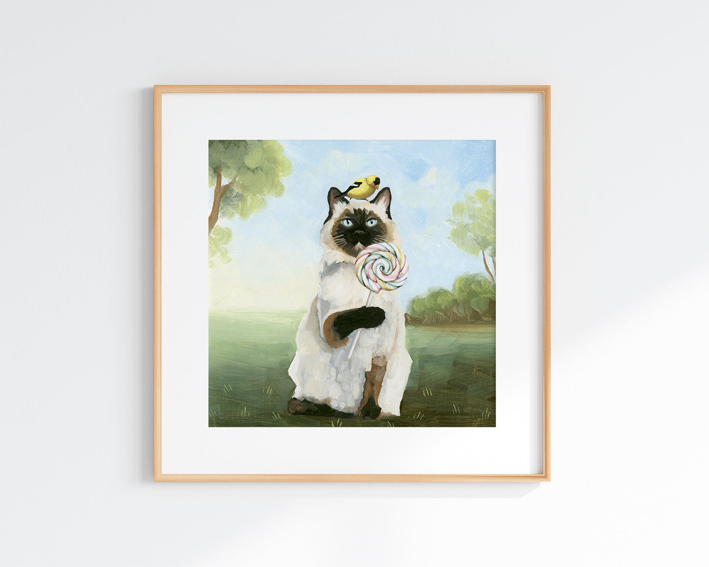 Siamese Cat w/ Lollipop Art Print (8x8)