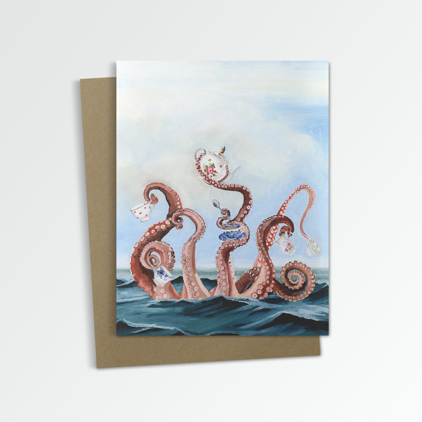 Octopus Tea at Sea Notecard (Blank Inside)