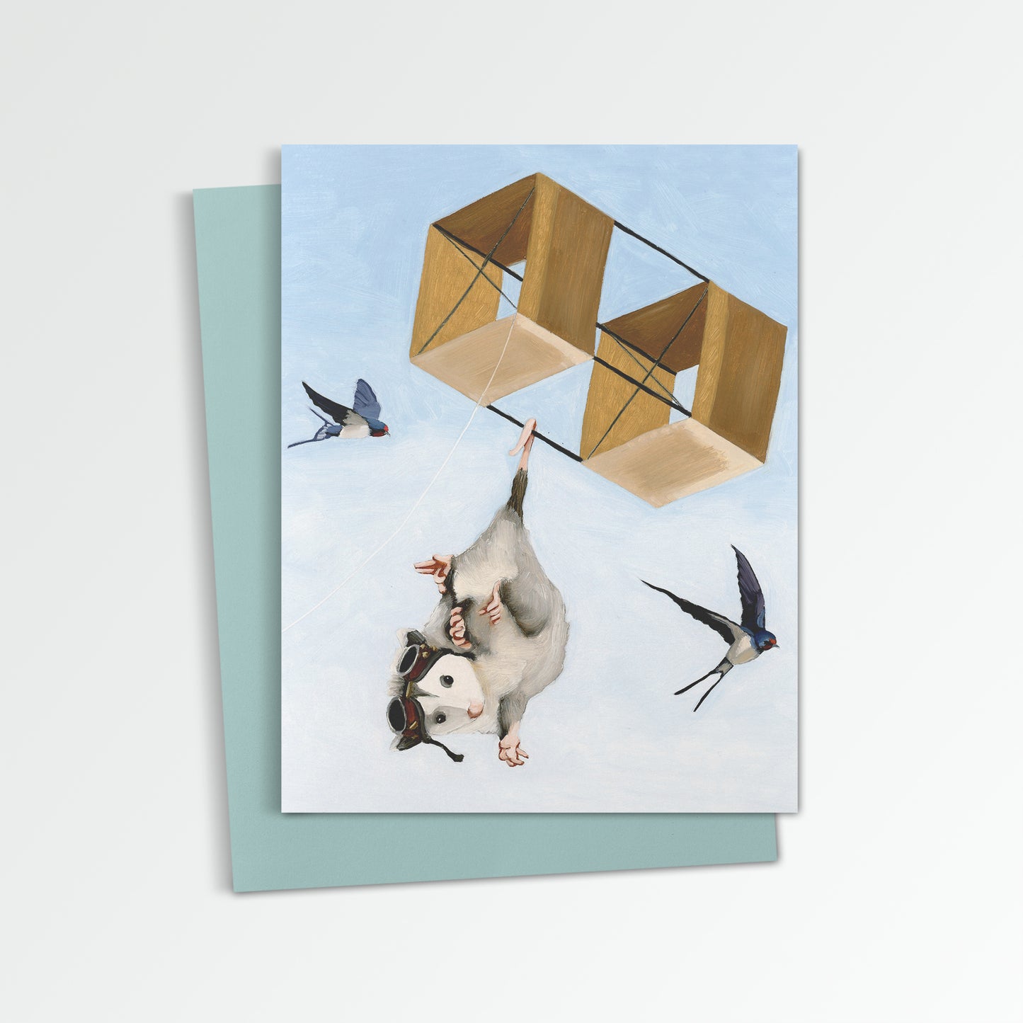 Opossum w/ Box Kite Notecard (Blank Inside)