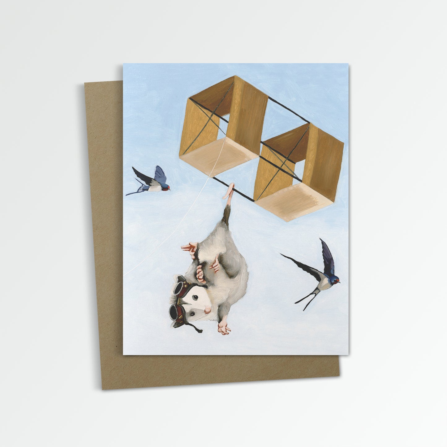 Opossum w/ Box Kite Notecard (Blank Inside)