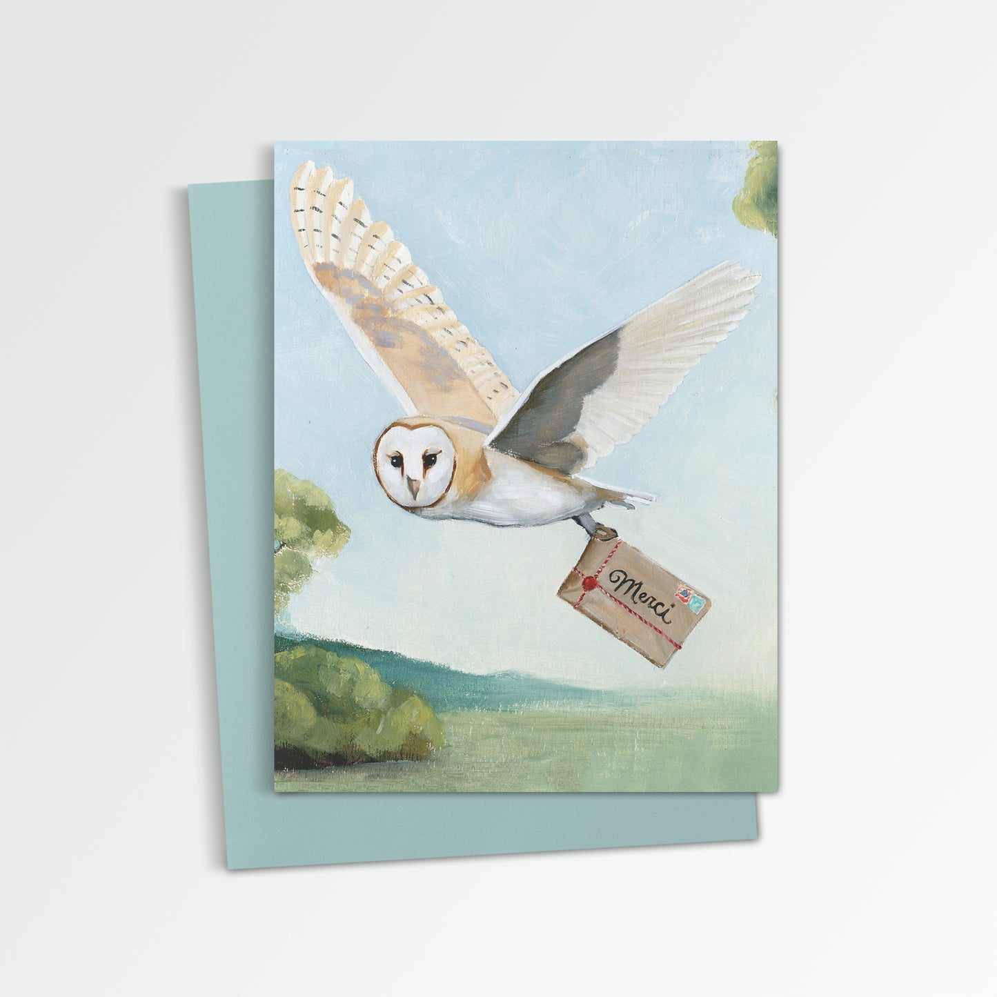 Owl 'Merci' Notecard (Blank Inside)