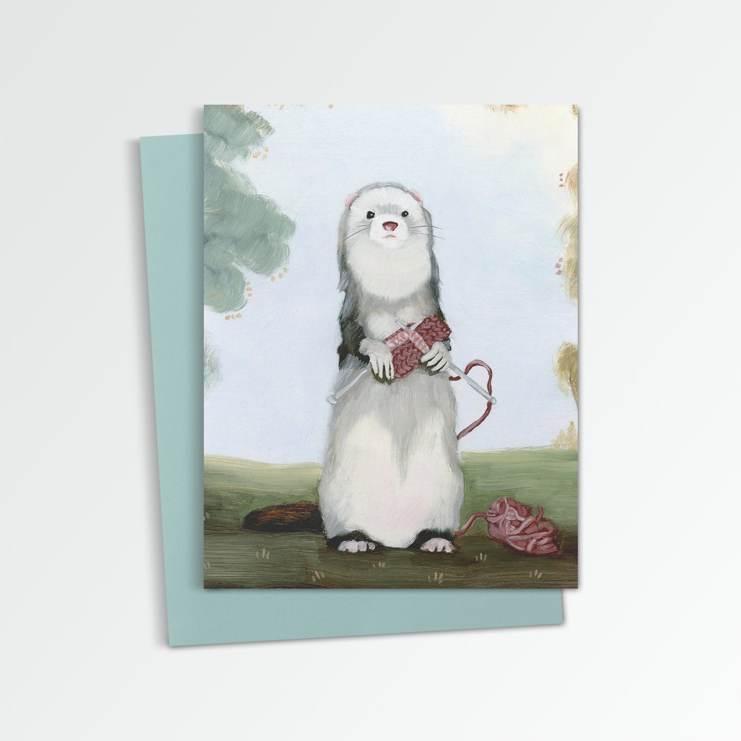 Polecat Knitting Notecard (Blank Inside)