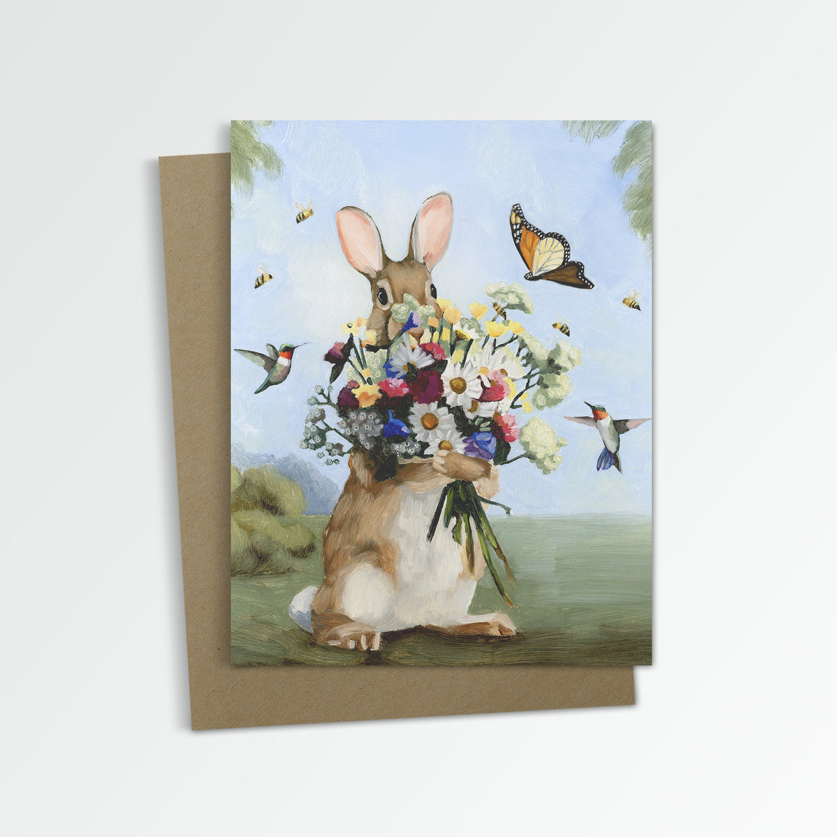 Rabbit w/ Wildflowers (Blank Inside)