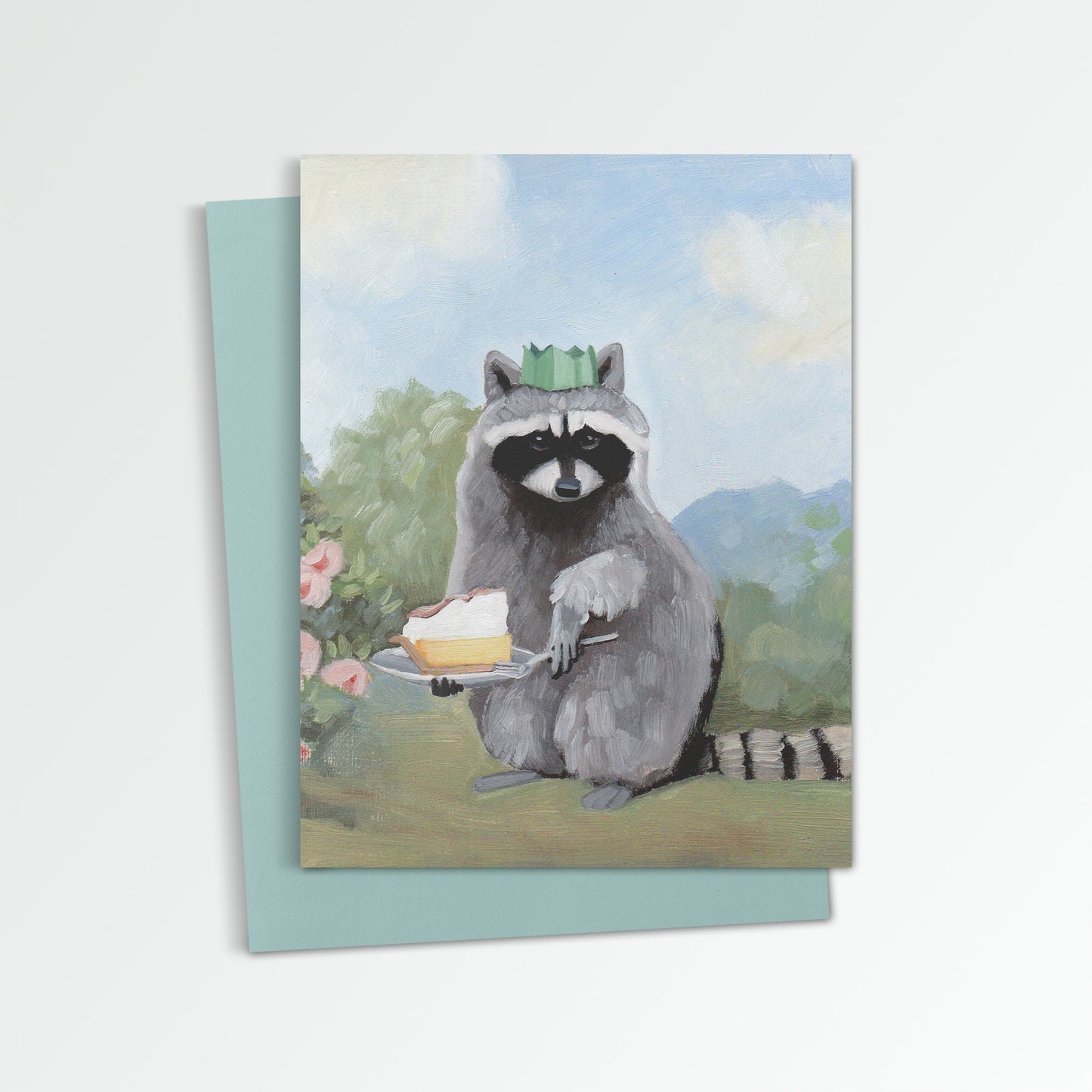 Raccoon w/ Lemon Meringue Pie Notecard (Blank Inside)