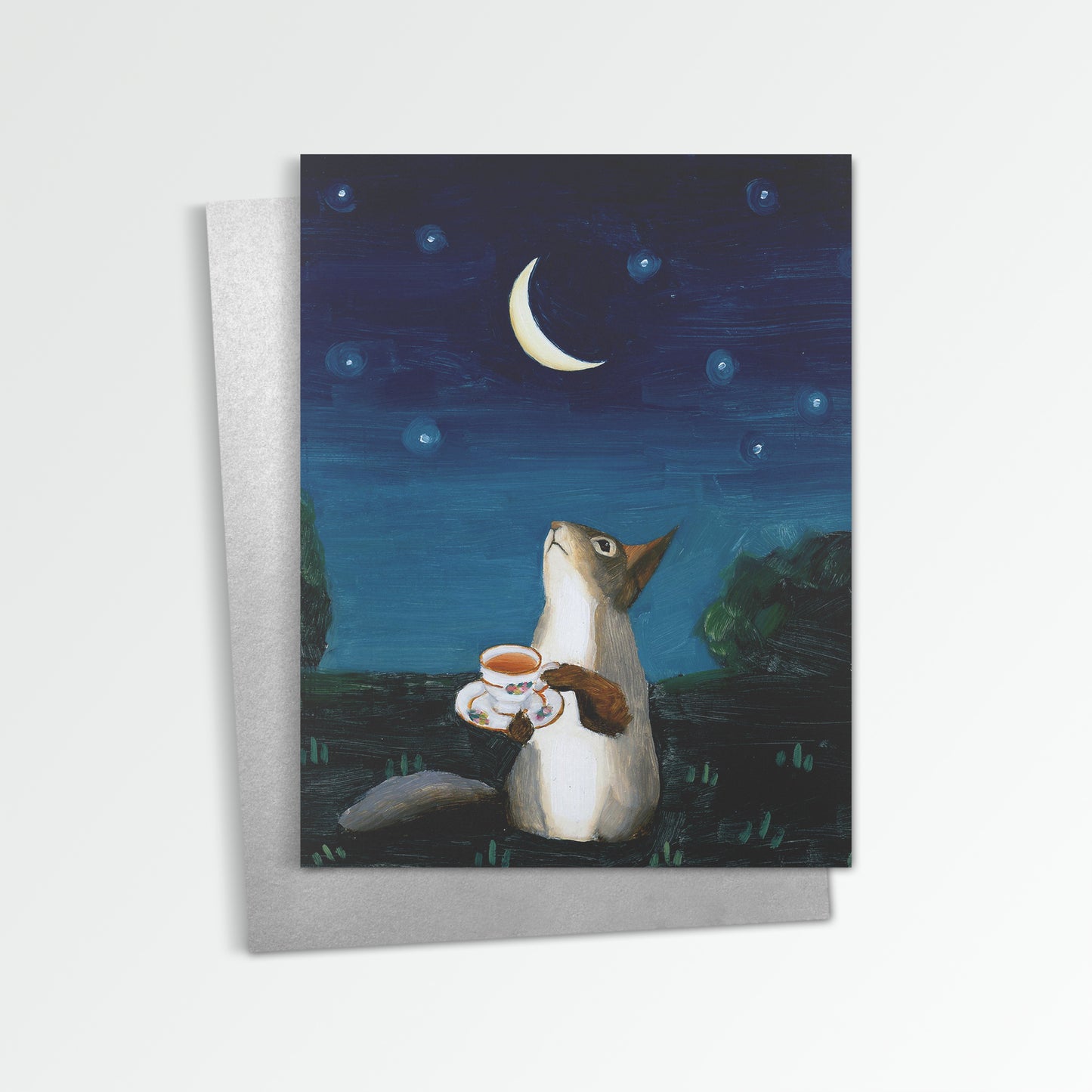 Squirrel w/ Evening Tea Notecard (Blank Inside)