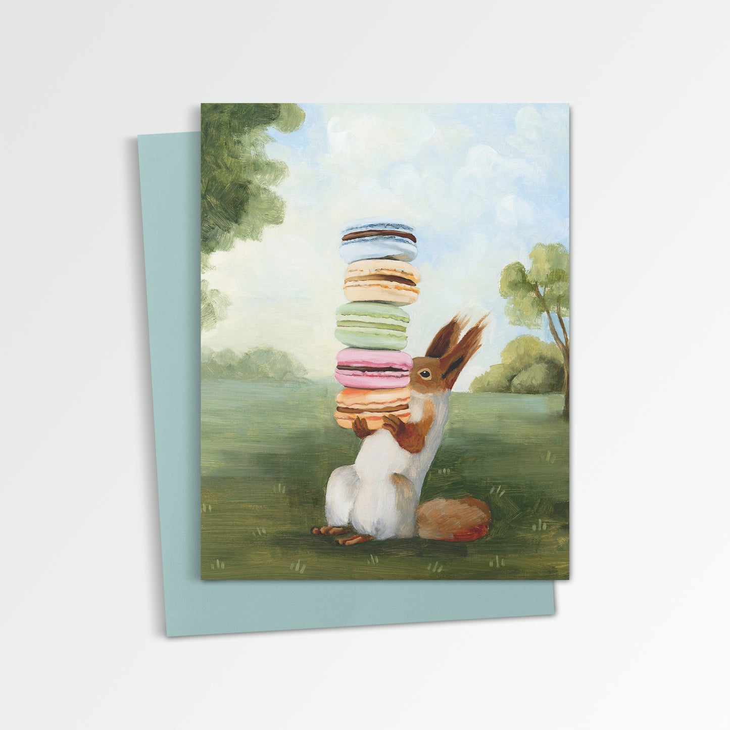 Squirrel w/ Macarons Notecard (Blank Inside)