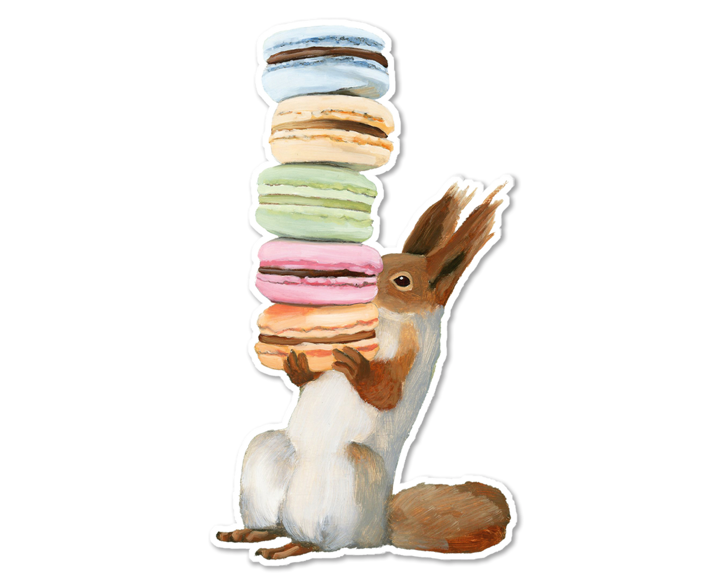 Squirrel w/ Macarons Vinyl Sticker