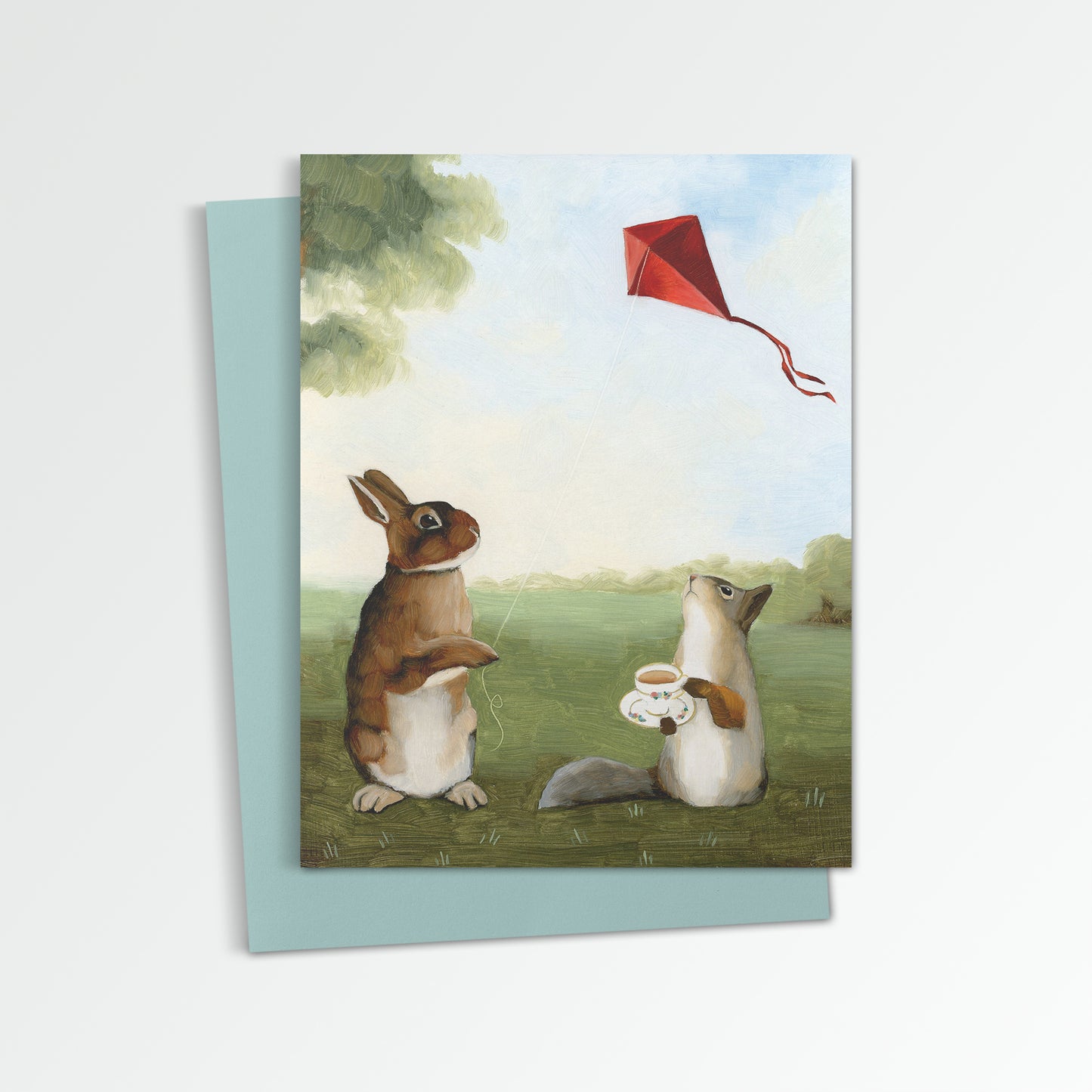 Rabbit, Squirrel & Kite Notecard (Blank Inside)