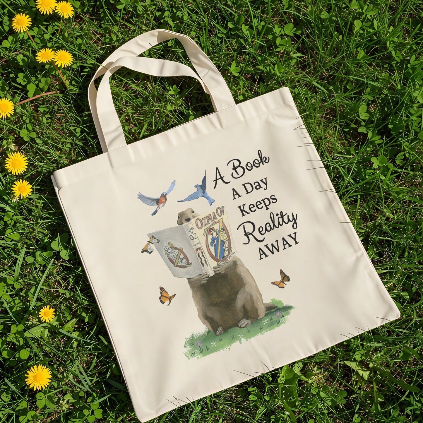 Cotton Canvas Tote Bag - A Book A Day Keeps Reality Away