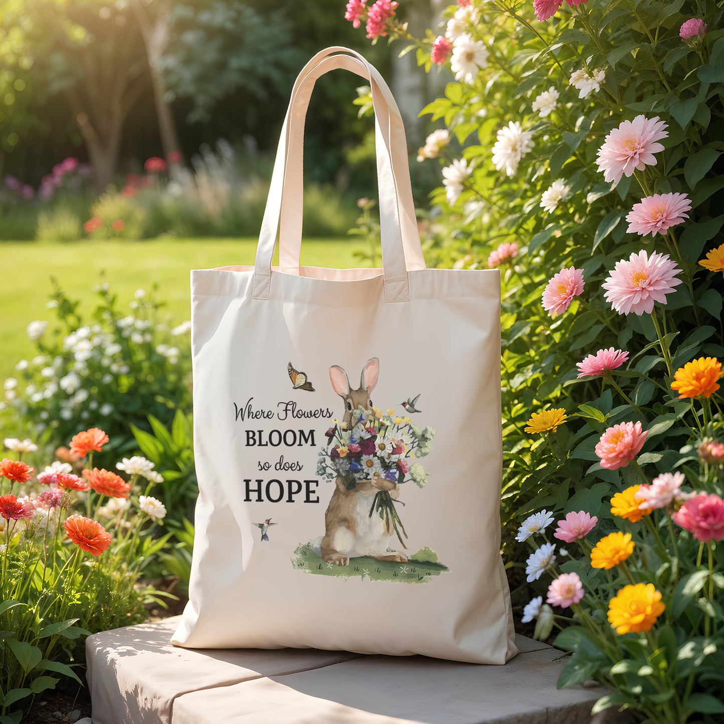 Cotton Canvas Tote Bag - Where Flowers Bloom