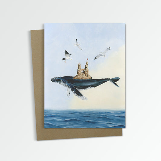Whale and Sand Castle Notecard (Blank Inside)