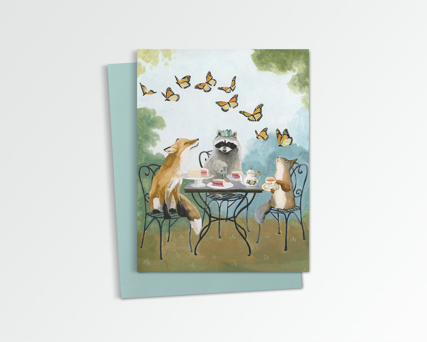 Woodland Animal Tea Party Notecard (Blank Notecard)