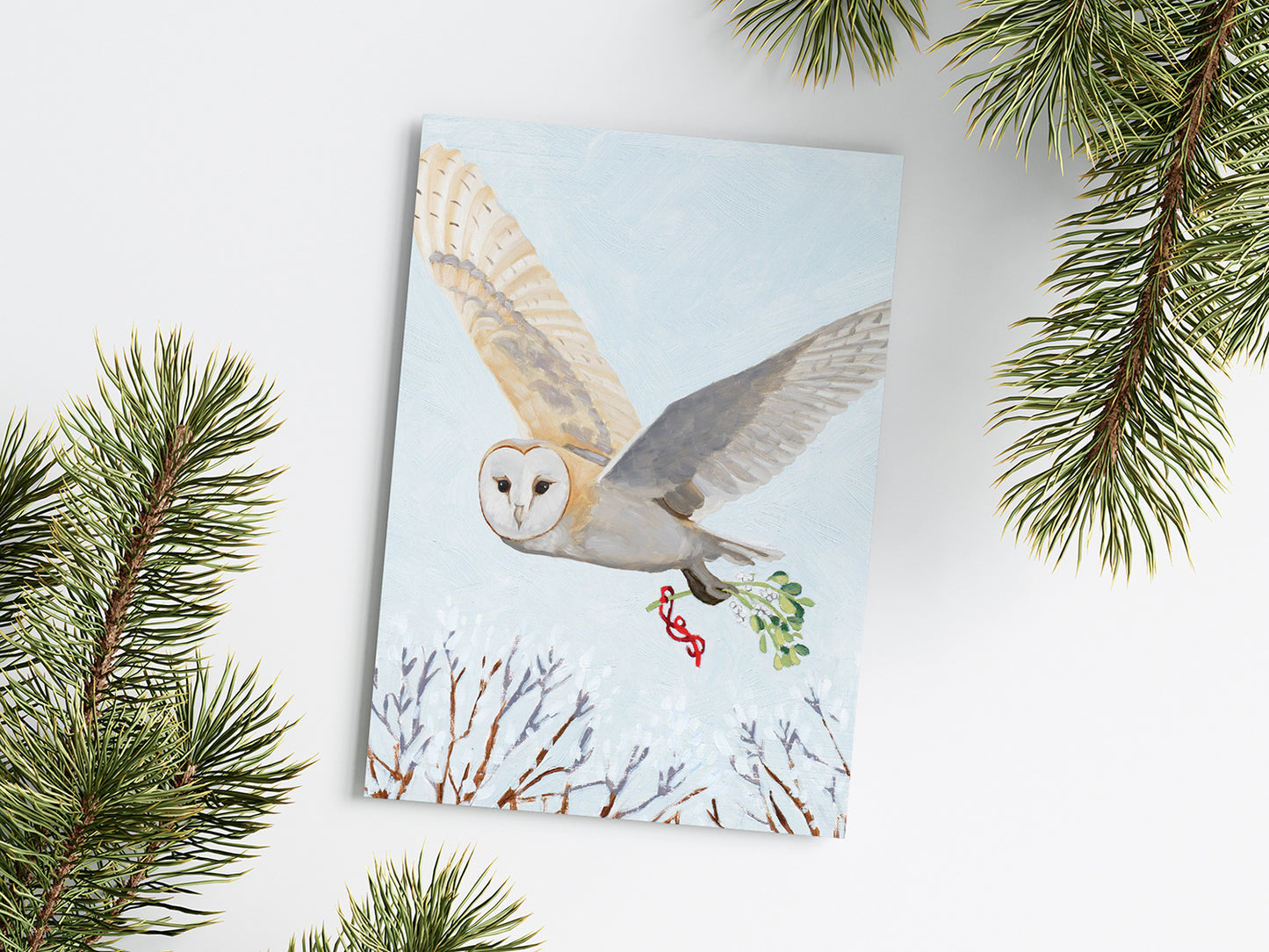 Owl & Mistletoe - Holiday Greeting Card