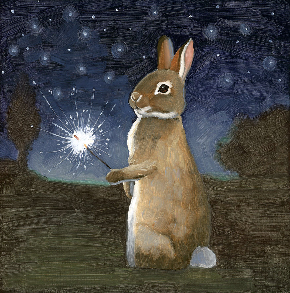 Rabbit w/ Sparkler Art Print (8x8)