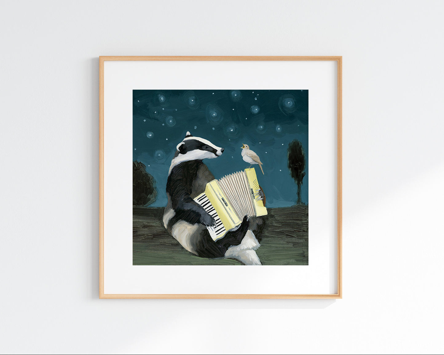 Nightingale and Badger w/ Accordion - Art Print