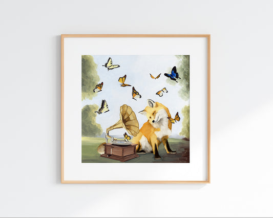 Fox w/ Phonograph - Art Print