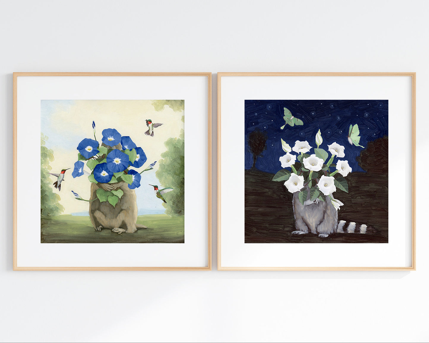 Raccoon w/ Moonflower - Art Print