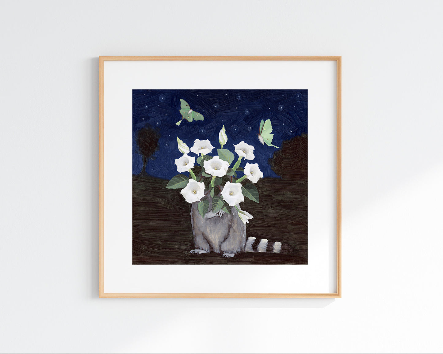 Raccoon w/ Moonflower - Art Print
