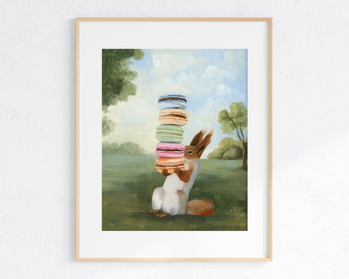 Squirrel w/ Macarons Art Print (8x10)
