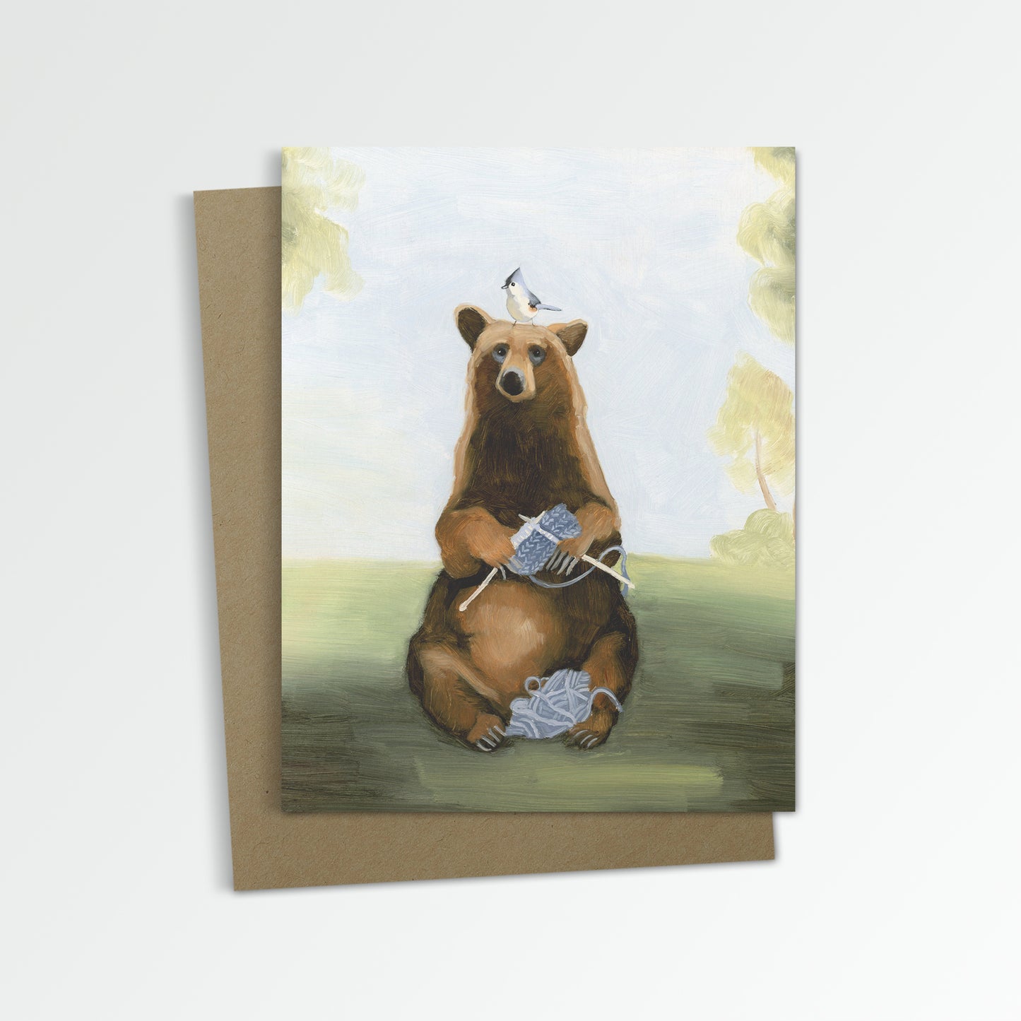 Bear Knitting Notecard (Blank Inside)