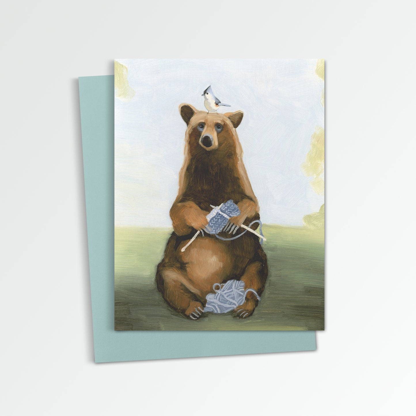 Bear Knitting Notecard (Blank Inside)