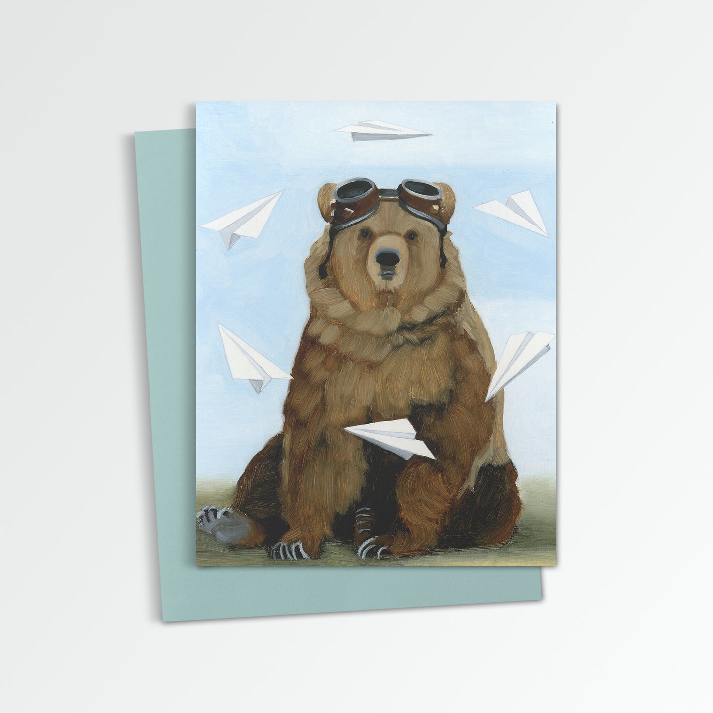 Bear w/ Paper Airplanes Notecard (Blank Inside)