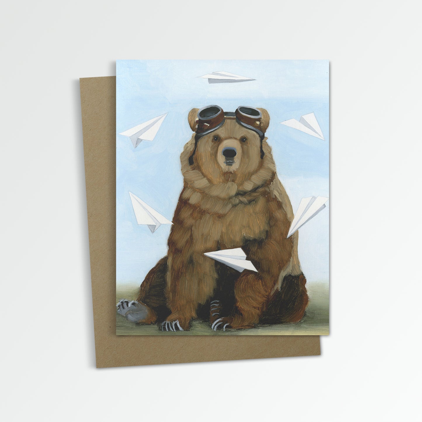Bear w/ Paper Airplanes Notecard (Blank Inside)