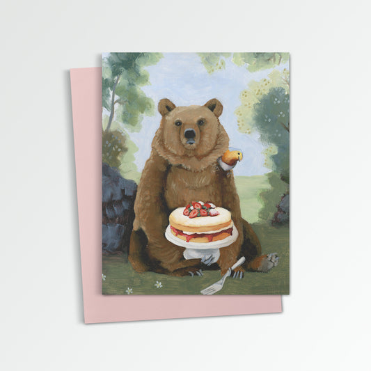 Bear w/ Victoria Sandwich Cake Notecard (Blank Inside)