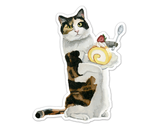Calico Cat w/ Swiss Roll Vinyl Sticker