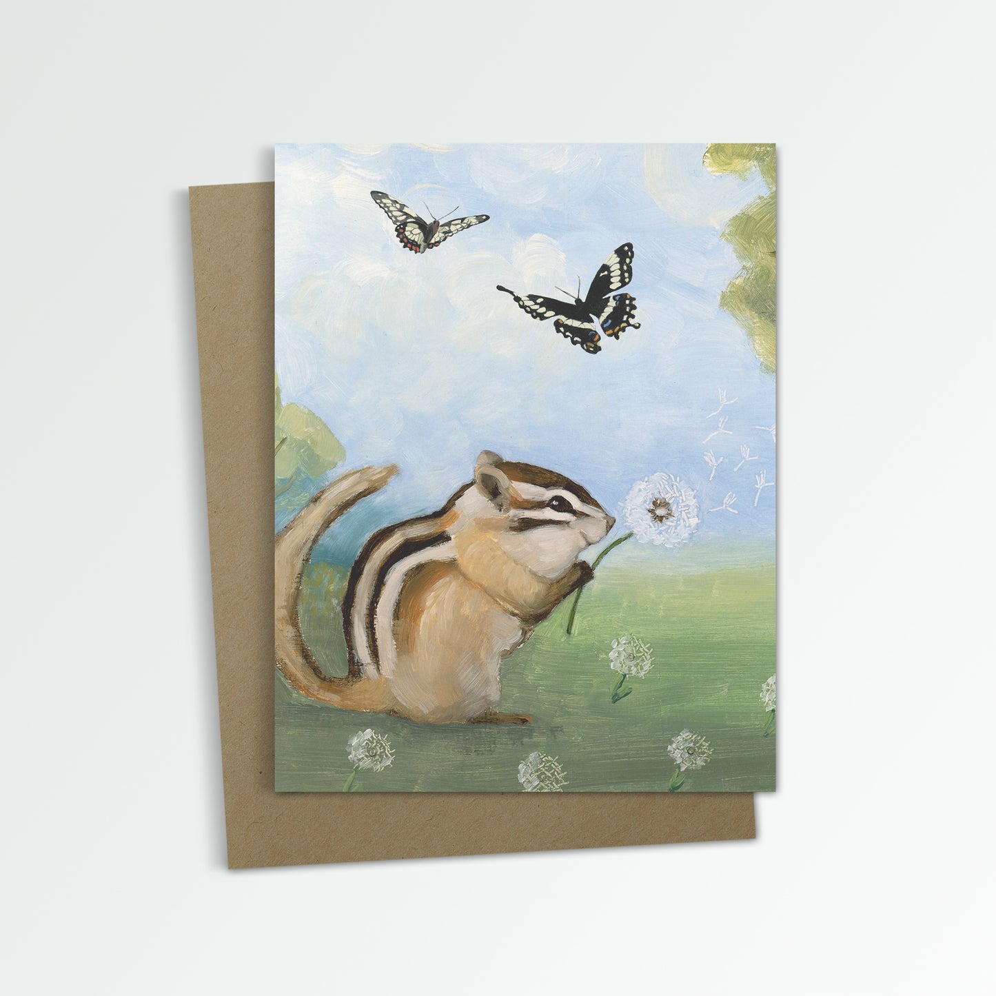 Chipmunk w/ Dandelion Notecard (Blank Inside)