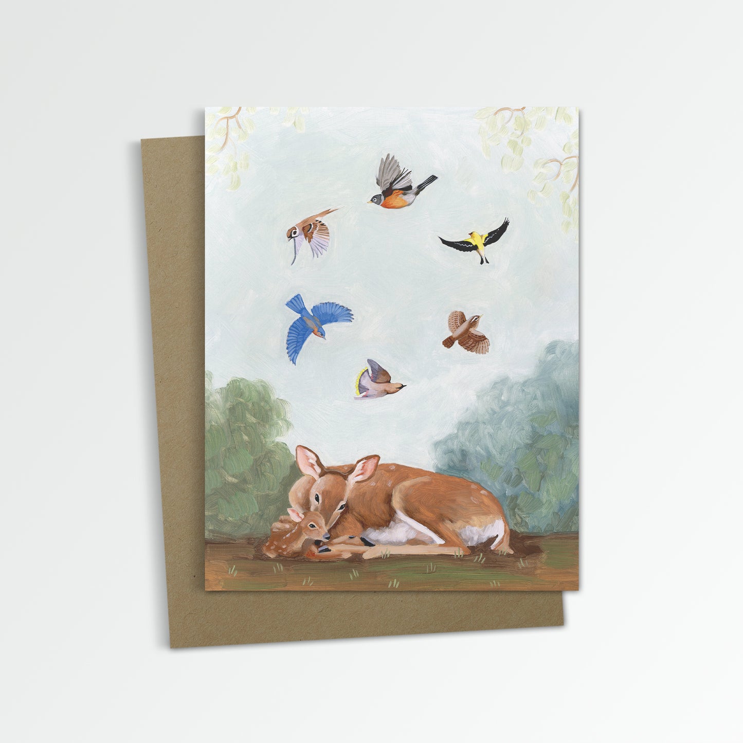 Deer w/ Songbirds Notecard (Blank Inside)