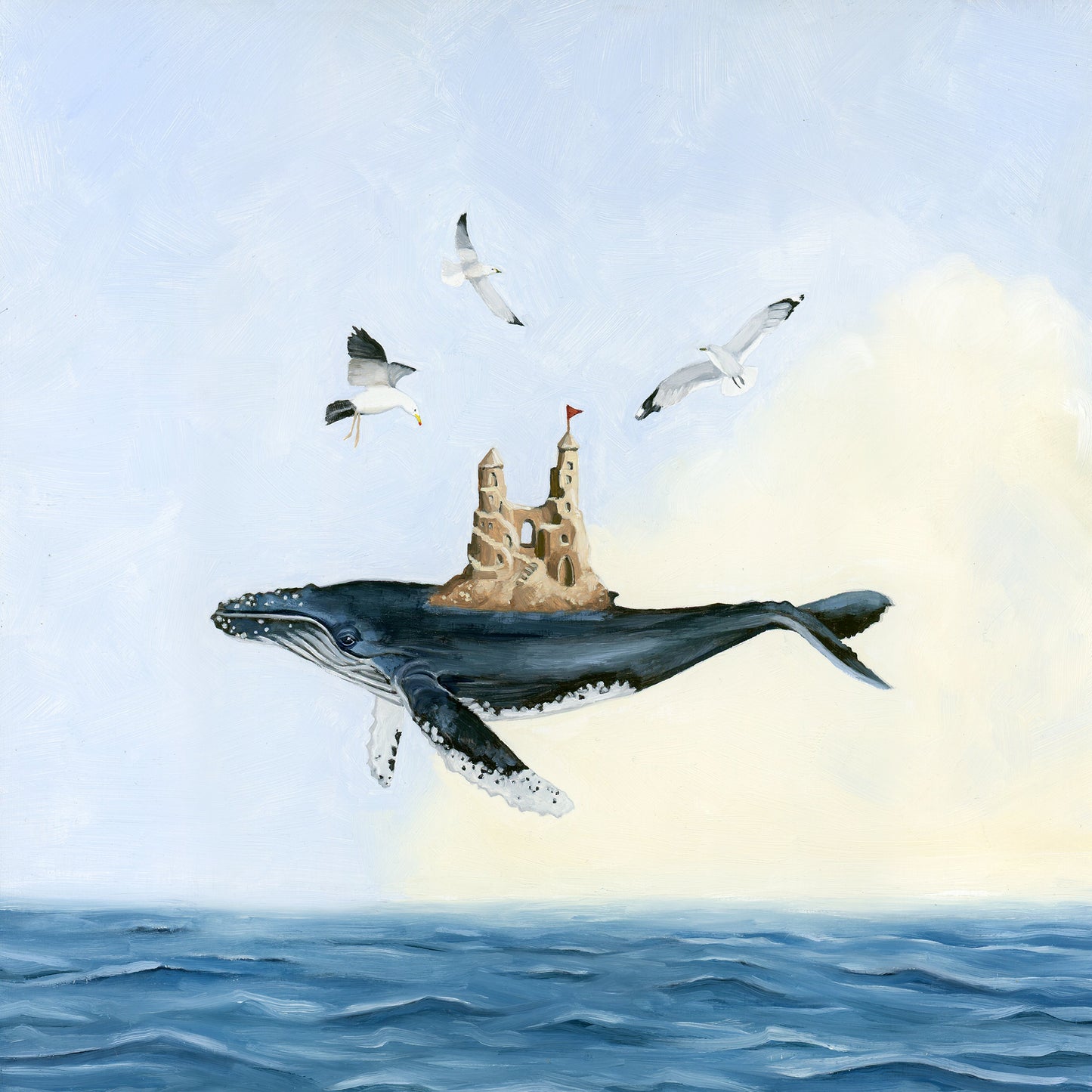 Whale & Castle in the Clouds - 10x10 Art Print