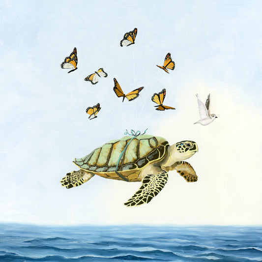 Sea Turtle and Monarch Butterflies (8x8)