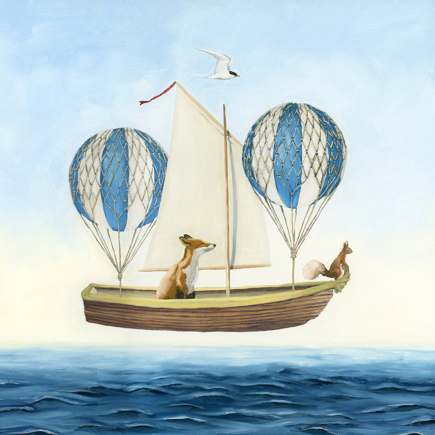 Fox and Squirrel w/ Balloon Boat (12x12)