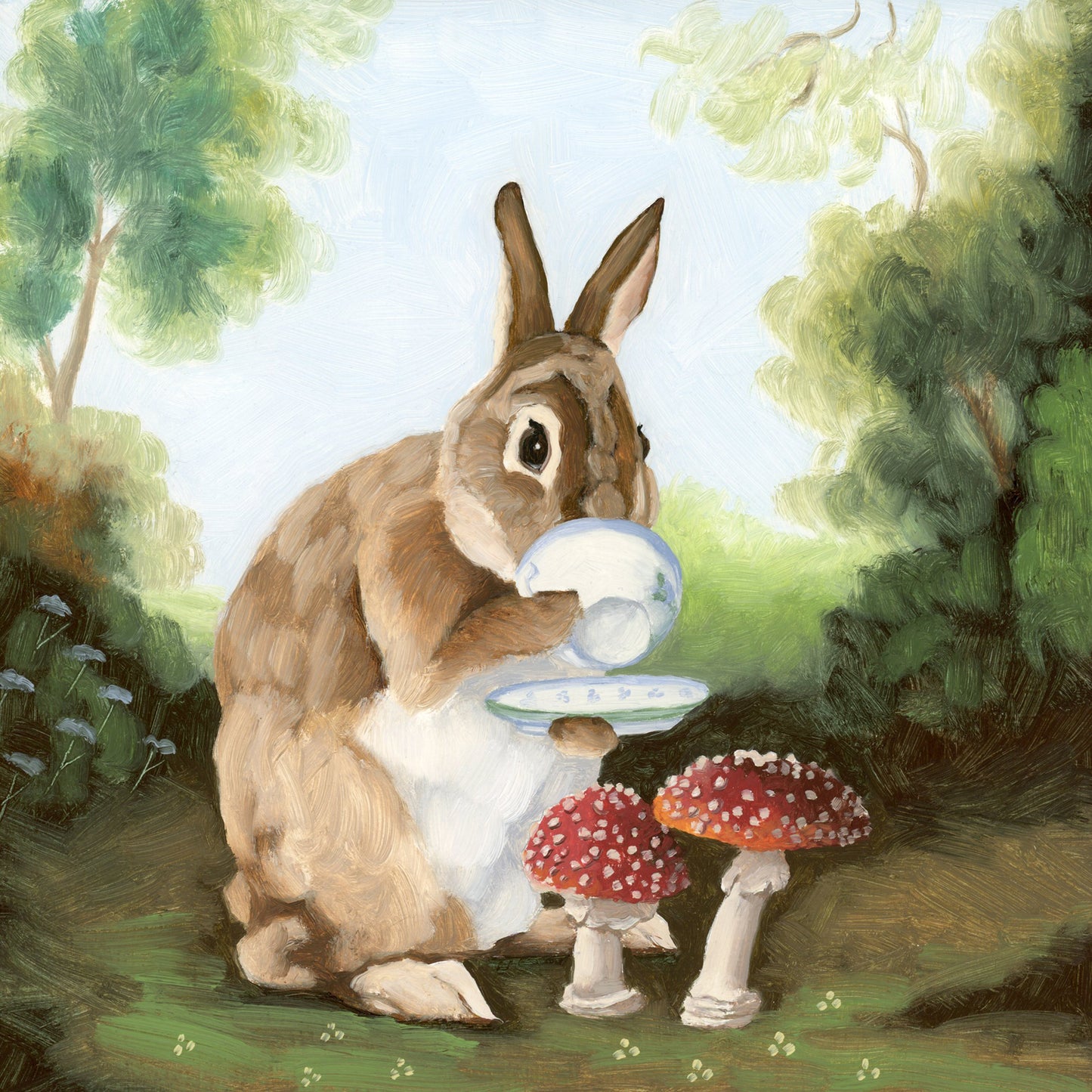 Rabbit, Toadstools & Tea (8x8)