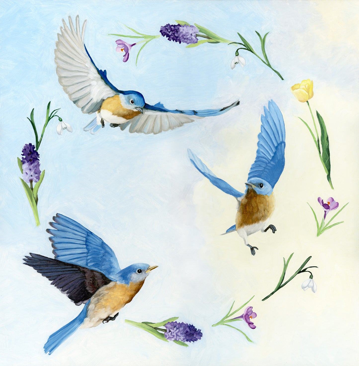 Where Bluebirds Fly - 16x16 Original Oil Painting