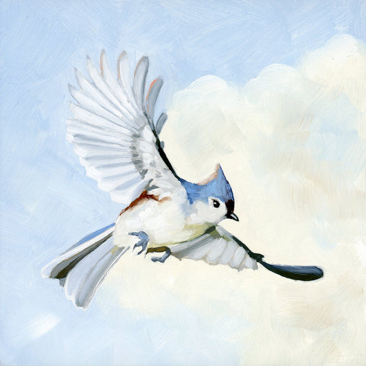 Tufted Titmouse - 6x6 original oil painting