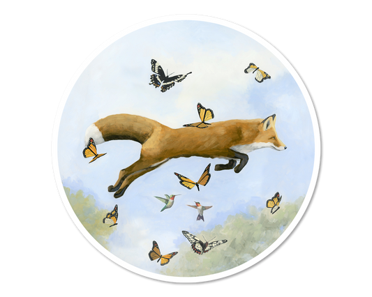 Fox and Things w/ Wings Vinyl Sticker