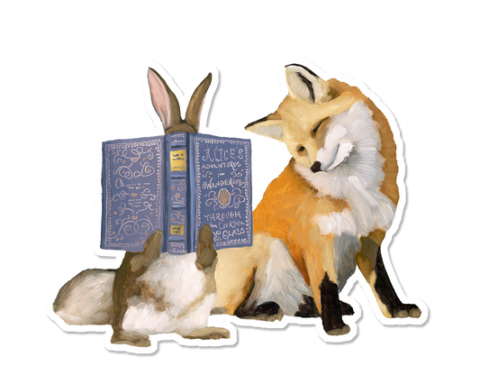 Fox and Rabbit Reading Vinyl Sticker