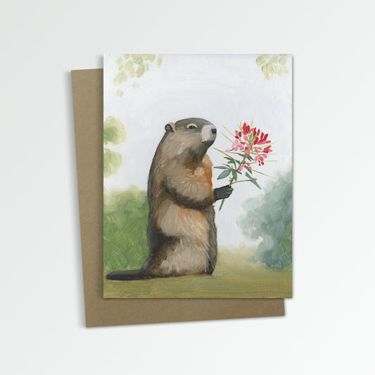 Groundhog w/ Cleome Notecard (Blank Inside)