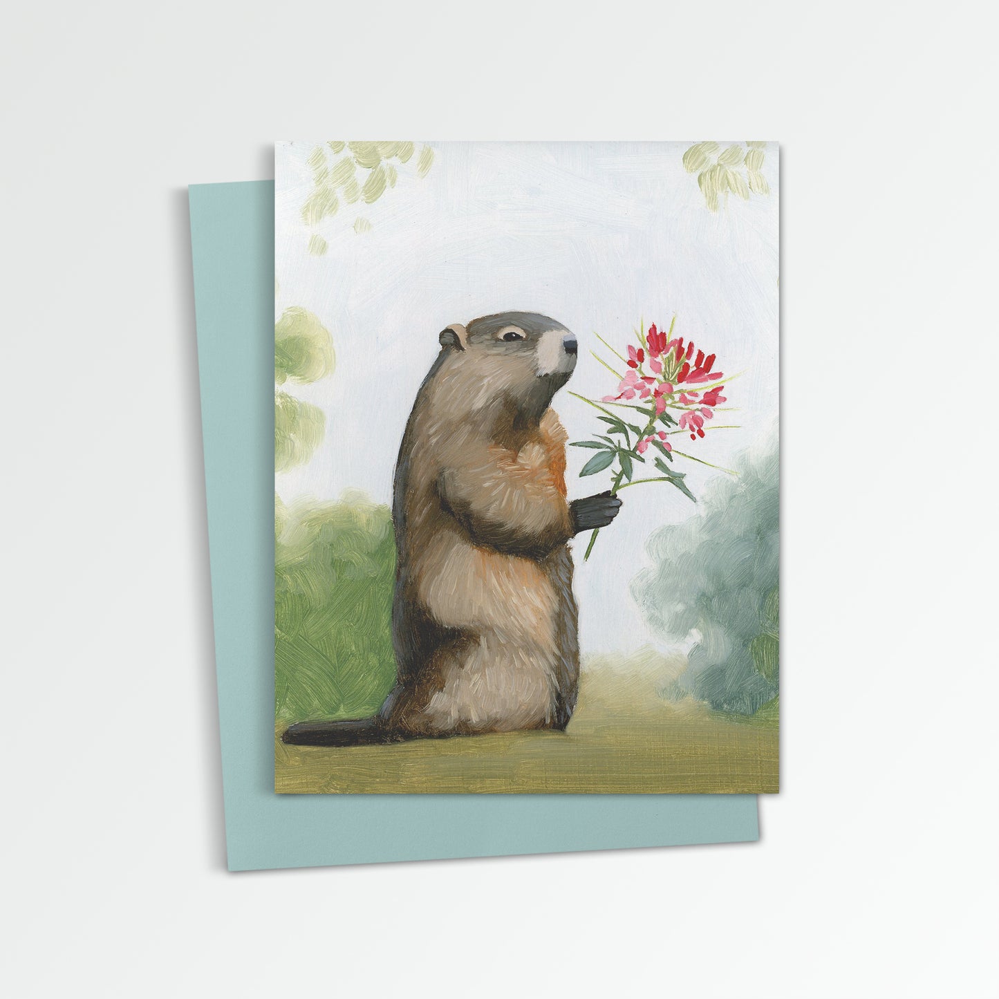 Groundhog w/ Cleome Notecard (Blank Inside)